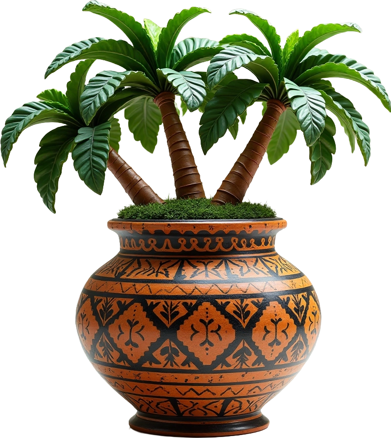 Decorative Palm Tree in an Ornate Pot